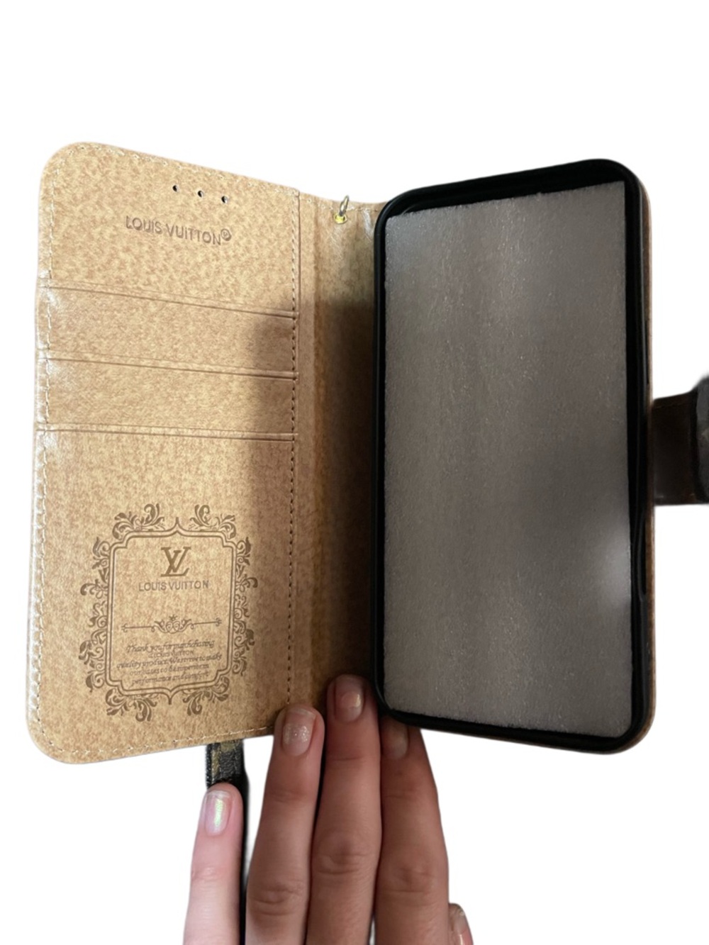Brown Monogram Phone Wallet Case Wristlet | Snap Closure Card Holder Clutch - Picture 5 of 5